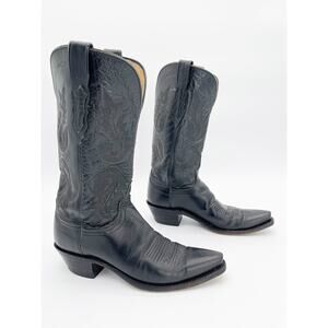 Lucchese 1883 Women’s 8 Black Burnished Buffalo Snip Toe Western Cowgirl Boots